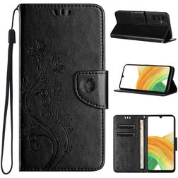 Mobigear Flowers Samsung Galaxy A55 Hülle Klapphülle Geldbörse - Schwarz