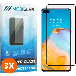 Mobigear Premium Huawei P40 Panzerglas Gehärtetes Glas Displayschutz - Hüllenfreundlich - Schwarz (3er Pack)