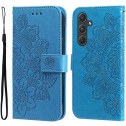 Mobigear Flowers Samsung Galaxy A55 Hülle Klapphülle Geldbörse - Blau