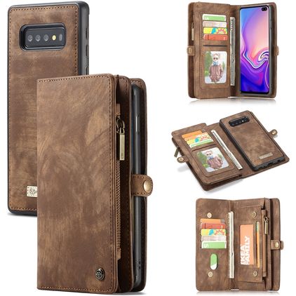 Caseme 008 Samsung Galaxy S10 Plus Hülle Abnehmbare 2in1 Klapphülle Geldbörse - Braun