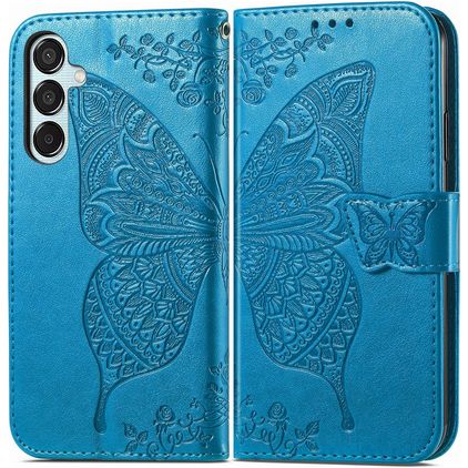 Mobigear Butterfly Samsung Galaxy M15 Hülle Klapphülle Geldbörse - Blau