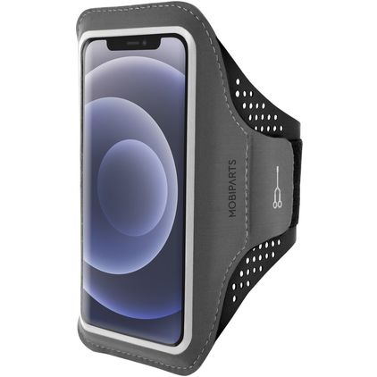 Mobiparts Comfort Fit Handyhalterung Joggen iPhone 12 Sporthülle Neopren Sportarmband - Schwarz