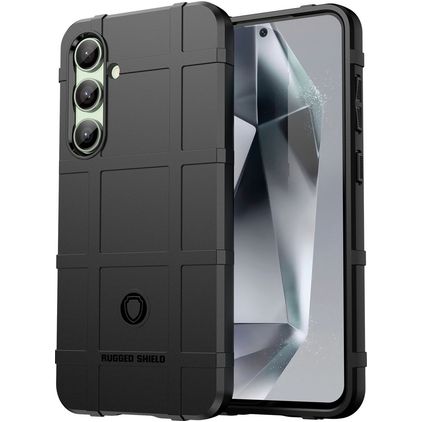 Mobigear Rugged Shield Samsung Galaxy S24 FE Hülle Flexibles TPU Backcover Stoßfest - Schwarz