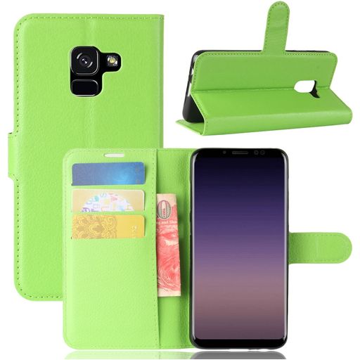 Mobigear Classic Samsung Galaxy A8 (2018) Hülle Klapphülle Geldbörse - Grün