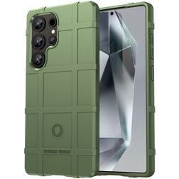 Mobigear Rugged Shield Samsung Galaxy S25 Ultra Hülle Flexibles TPU Backcover Stoßfest - Grün