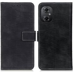 Mobigear Croco POCO M5 Hülle Klapphülle Geldbörse - Schwarz