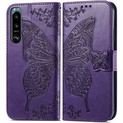 Mobigear Butterfly Sony Xperia 5 IV Hülle Klapphülle Geldbörse - Lila