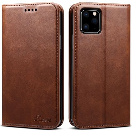Suteni Art iPhone 11 Hülle Klapphülle Geldbörse - Braun