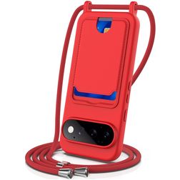 Mobigear Lanyard Card Google Pixel 11 Pro Silikon Handykette mit Kartenhalter - Rot