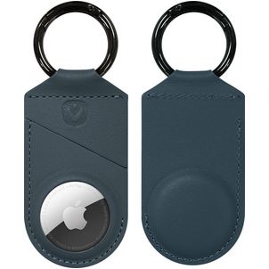 Valenta Snap Apple AirTag Hülle Echtes Leder Schlüsselanhänger - Blau