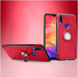 Mobigear Armor Ring Xiaomi Redmi 7 Hülle Hardcase Backcover Stoßfest mit Ringhalter - Rot