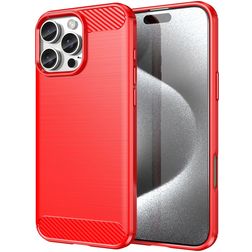 Mobigear Brushed Slim iPhone 16 Pro Max Hülle Flexibles TPU Backcover - Rot