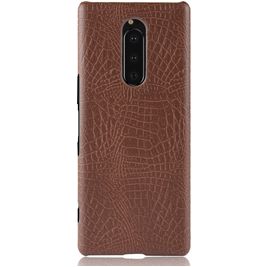 Mobigear Croco Sony Xperia 1 Hülle Hardcase Backcover - Braun Mobigear Croco Sony Xperia 1 Hülle Hardcase Backcover - Braun