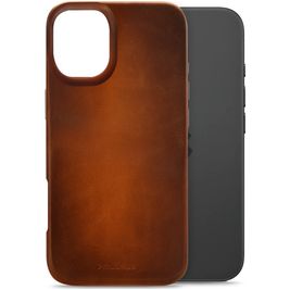Mobilize Premium iPhone 16 MagSafe Hülle Echtes Leder Backcover - Burned Cognac