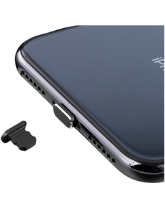 Mobigear Essentials Aluminium Anti-Staub-Stopfen - Apple Lightning - Schwarz (2er Pack)