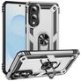 Mobigear Armor Ring Samsung Galaxy S25 Edge Hülle Hardcase Backcover Stoßfest mit Ringhalter - Silber