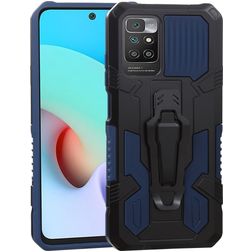 Mobigear Armor Stand Xiaomi Redmi 10 4G Hülle Hardcase Backcover Stoßfest mit Ständer - Blau