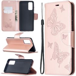 Mobigear Butterfly Samsung Galaxy S20 FE Hülle Klapphülle Geldbörse - Roségold