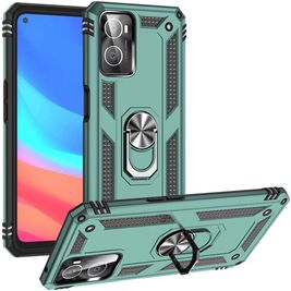 Mobigear Armor Ring OPPO A76 Hülle Hardcase Backcover Stoßfest mit Ringhalter - Grün