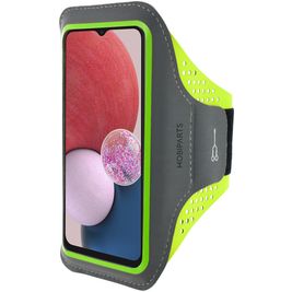Mobiparts Comfort Fit Handyhalterung Joggen Samsung Galaxy A13 4G Sporthülle Neopren Sportarmband - Neon Green