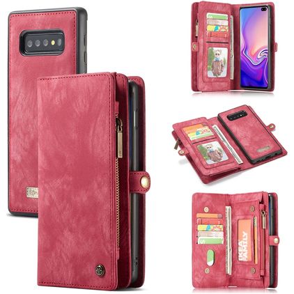 Caseme 008 Samsung Galaxy S10 Hülle Abnehmbare 2in1 Klapphülle Geldbörse - Rot