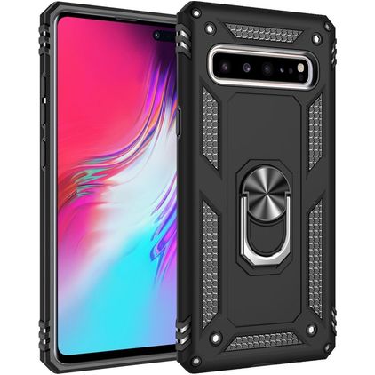 Mobigear Armor Ring Samsung Galaxy S10 5G Hülle Hardcase Backcover Stoßfest mit Ringhalter - Schwarz