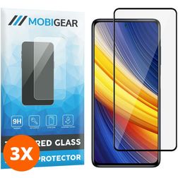 Mobigear Premium POCO X3 Pro Panzerglas Gehärtetes Glas Displayschutz - Hüllenfreundlich - Schwarz (3er Pack)