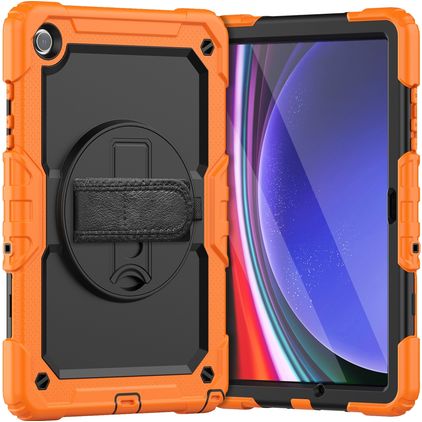 Mobigear SureGrip Xtreme Samsung Galaxy Tab A9 Plus (2023) Hülle Kunststoff,Silikon Backcover + Schulterträger + Ständer - Orange