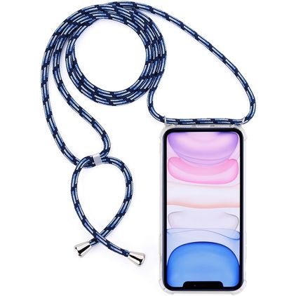 Mobigear Lanyard iPhone 11 TPU (flexibel) Handykette - Transparent / Blau
