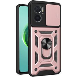 Mobigear Armor Ring Cam Slide Xiaomi Redmi 10 5G Hülle Hardcase Backcover Stoßfest mit Ringhalter und Kamera Slider - Roségold
