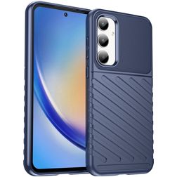 Mobigear Groove Samsung Galaxy A35 Hülle Flexibles TPU Backcover - Blau