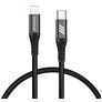 Mobigear Nylon USB-C auf Apple Lightning Kabel 0.4 Meter - Schwarz