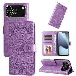 Mobigear Sunflower iPhone 17 Pro Hülle Klapphülle Geldbörse - Lila