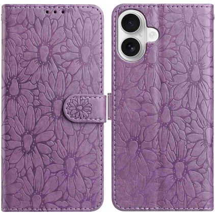 Mobigear Flowers iPhone 17 Hülle Klapphülle Geldbörse - Lila