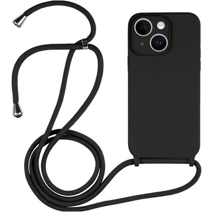 Mobigear Lanyard iPhone 14 Silikon Handykette - Schwarz