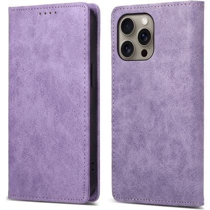 Mobigear Wallet iPhone 16 Pro Max Hülle Klapphülle Geldbörse - Lila