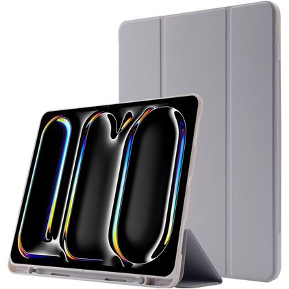 Mobigear Tri-Fold Gel iPad Pro 13 Zoll (2025) Hülle TPU,Kunstleder Klapphülle + Stifthalter - Grau