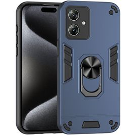 Mobigear Armor Ring Motorola Moto G54 Hülle Hardcase Backcover Stoßfest mit Ringhalter - Blau