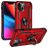 Mobigear Armor Ring iPhone 14 Hülle Hardcase Backcover Stoßfest mit Ringhalter - Rot