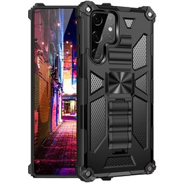 Mobigear Armor Stand Samsung Galaxy S22 Ultra Hülle Hardcase Backcover Stoßfest mit Ständer - Schwarz