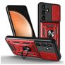 Mobigear Armor Ring Cam Slide Samsung Galaxy S25 FE Hardcase Backcover Shockproof mit Ringhalter und Kamera-Slider - Rot