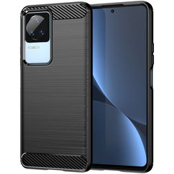 Mobigear Brushed Slim POCO F4 Hülle Flexibles TPU Backcover - Schwarz
