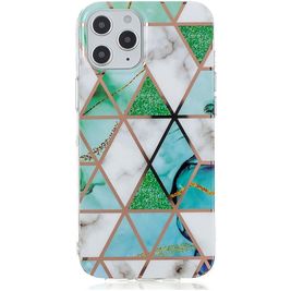 Mobigear Marble iPhone 12 Pro Max Hülle Flexibles TPU Backcover - Weiß / Grün
