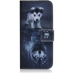Mobigear Design Samsung Galaxy A21 Hülle Klapphülle Geldbörse - Wolf