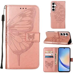 Mobigear Butterfly Samsung Galaxy A35 Hülle Klapphülle Geldbörse - Roségold