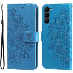 Mobigear Flowers Samsung Galaxy S23 Hülle Klapphülle Geldbörse - Blau
