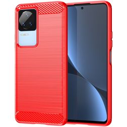 Mobigear Brushed Slim POCO F4 Hülle Flexibles TPU Backcover - Rot