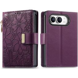 Mobigear Flowers iPhone Duo Klapphülle Portemonnaie - Lila