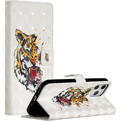 Mobigear Design iPhone 12 Pro Max Hülle Klapphülle Geldbörse - Tiger