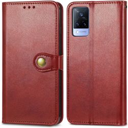 Mobigear Snap Button Vivo V21 Hülle Klapphülle Geldbörse - Rot